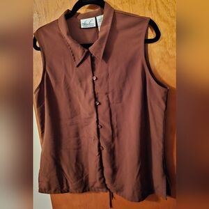 Kathie Lee Collection Chocolate Sleeveless Blouse
